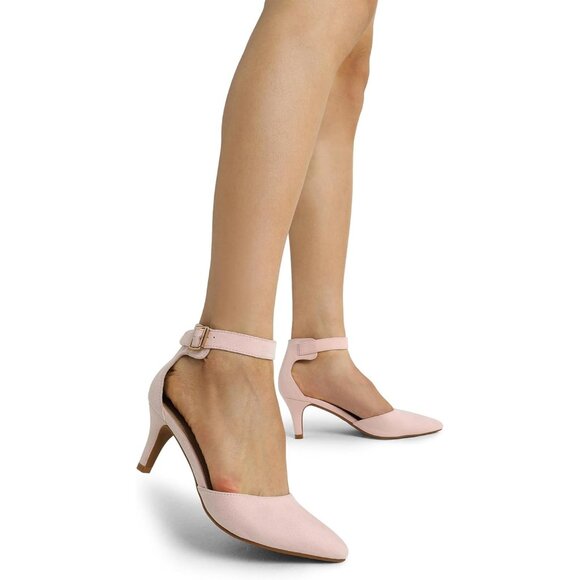 Dream Pairs Women's Pink Suede Faux Suede pointed Toe Kitten Heels Pumps Shoes - Picture 5 of 7